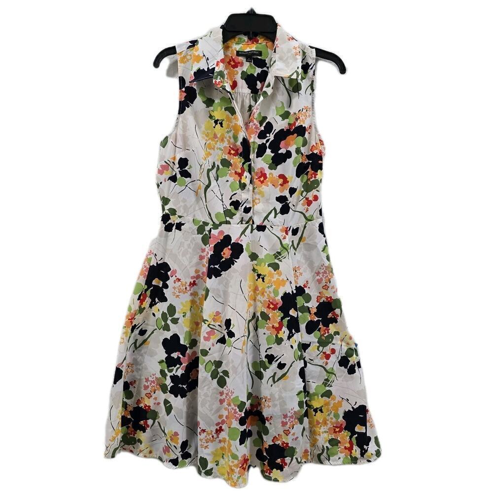 Banana Republic Womens Floral Print Sleeveless A-line Summer Mini Dress - Size 6